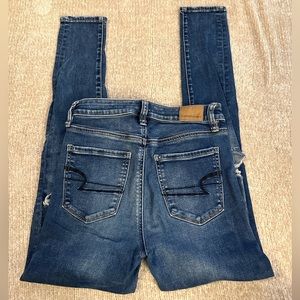AEO Super Hi-Rise Distressed Jegging- Size 2